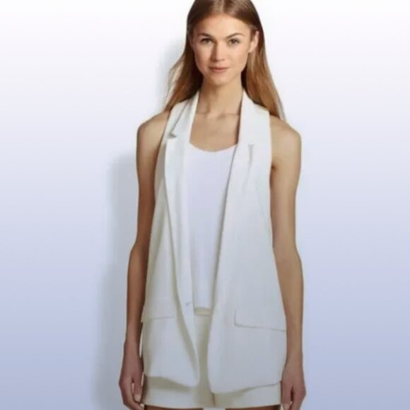 RAG & BONE White Ines Blazerstyle Racerback Vest xs - Picture 2 of 9